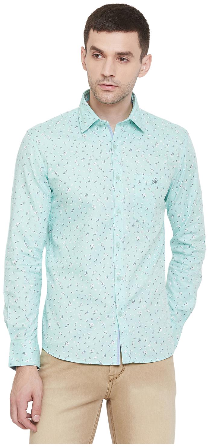 

Crimsoune Club Cotton Printed Turquoise shirt For Men