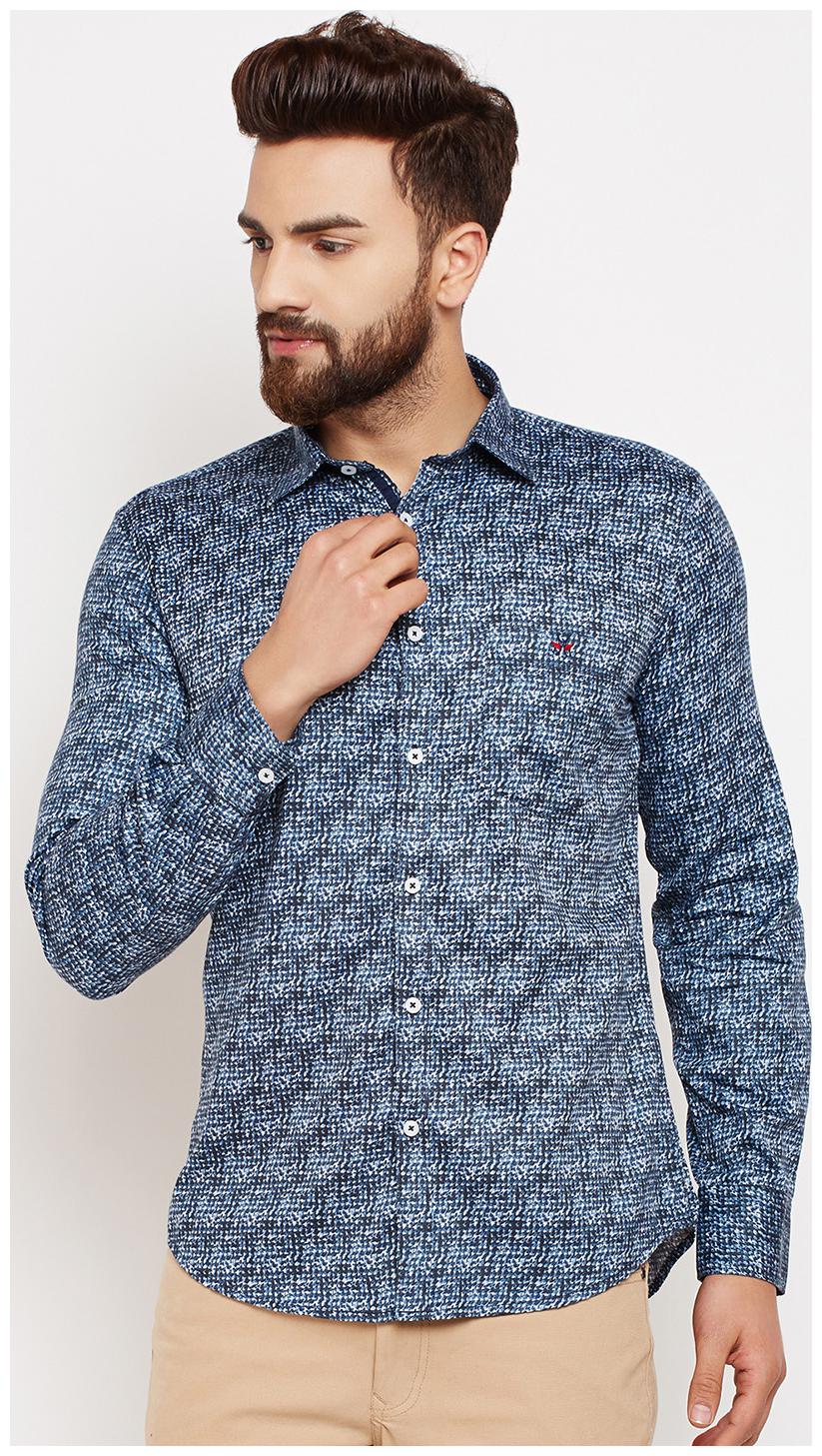 

Crimsoune Club Men Blue Printed Slim Fit Casual Shirt