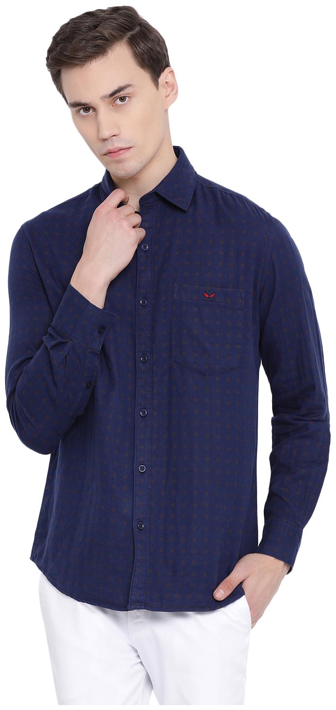 

Crimsoune Club Men Navy Blue Printed Slim Fit Casual Shirt