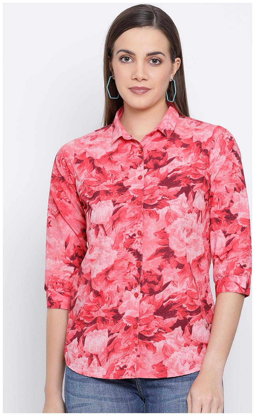 

Crimsoune Club Women Red Printed Slim Fit Shirt