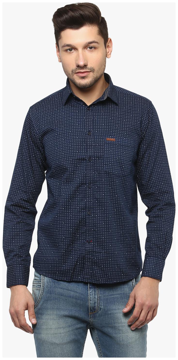 

Crimsoune Club Men Blue Printed Slim Fit Casual Shirt