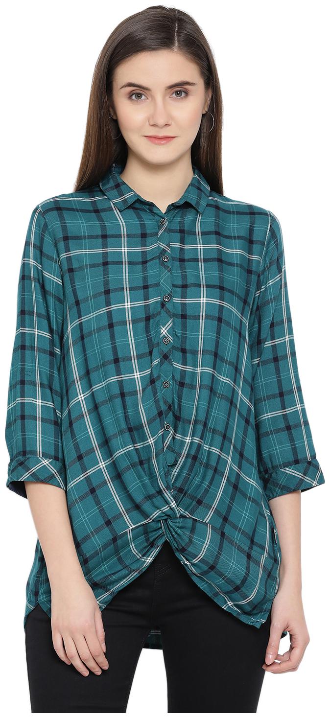 

Crimsoune Club Women Checked Regular top - Green