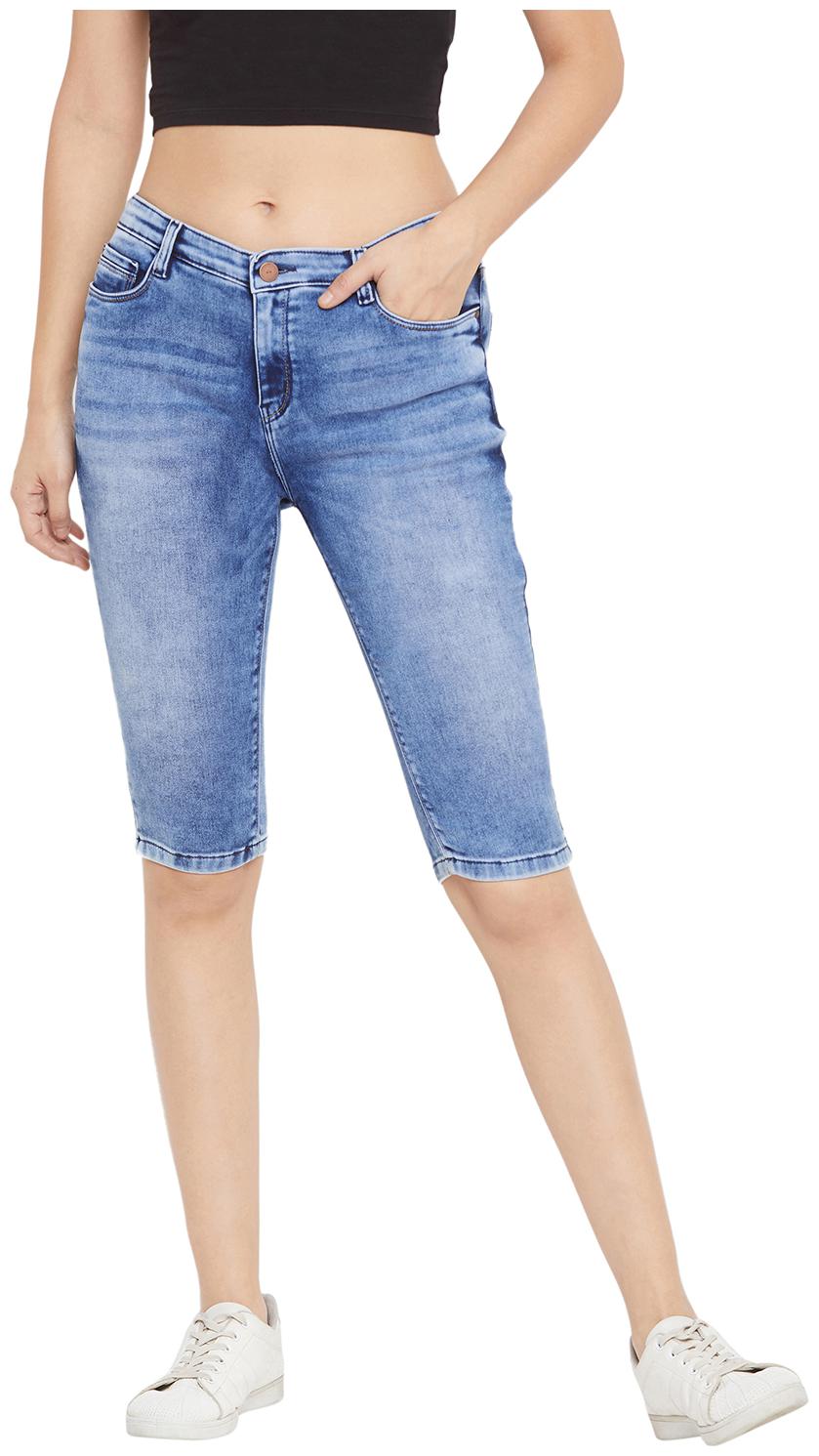 

Crimsoune Club Women Solid Denim shorts - Blue