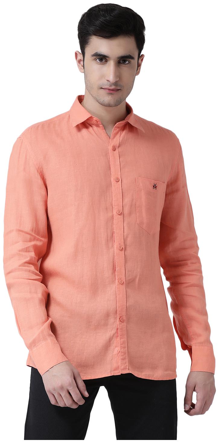 

Crimsoune Club Men Orange Solid Slim Fit Casual Shirt
