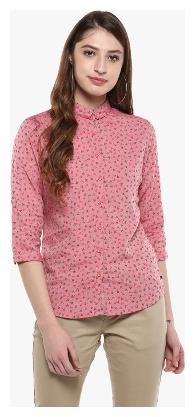 

Crimsoune Club Women Pink Printed Regular Fit Shirt