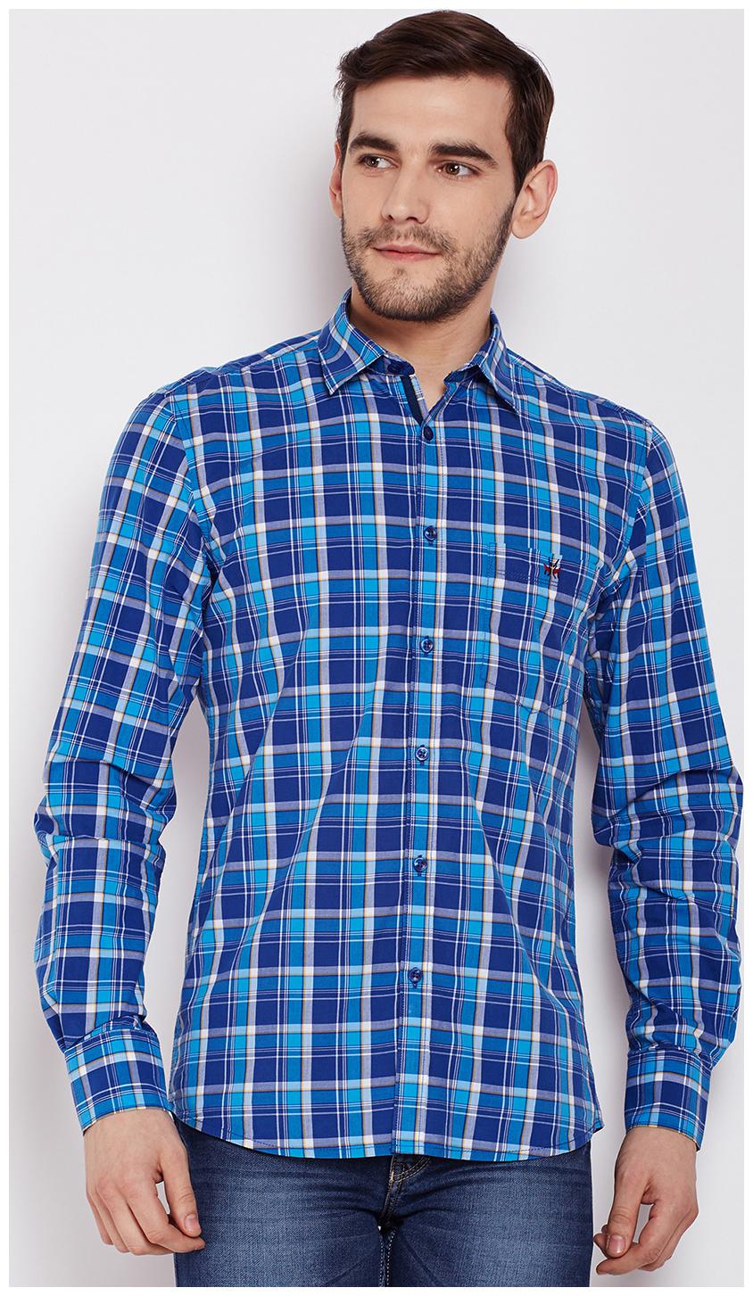 

Crimsoune Club Men Blue Checked Slim Fit Casual Shirt