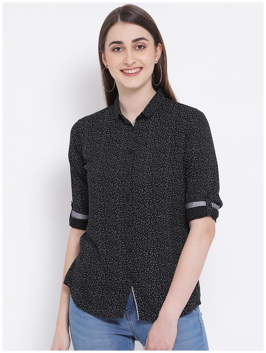 

Crimsoune Club Women Black Printed Slim Fit Shirt