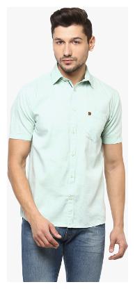 

Crimsoune Club Men Green Solid Slim Fit Casual Shirt