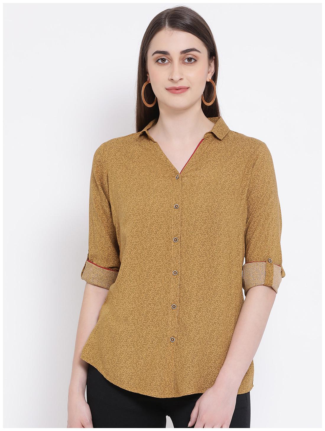 

Crimsoune Club Women Yellow Printed Slim Fit Shirt