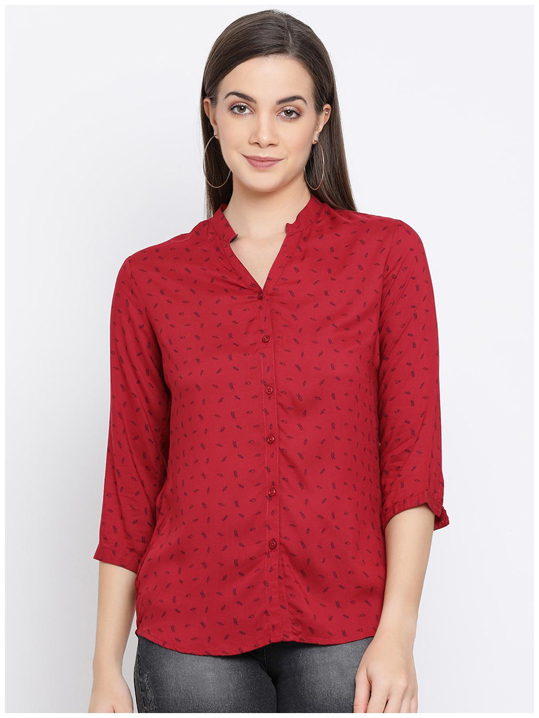 

Crimsoune Club Women Red Printed Slim Fit Shirt