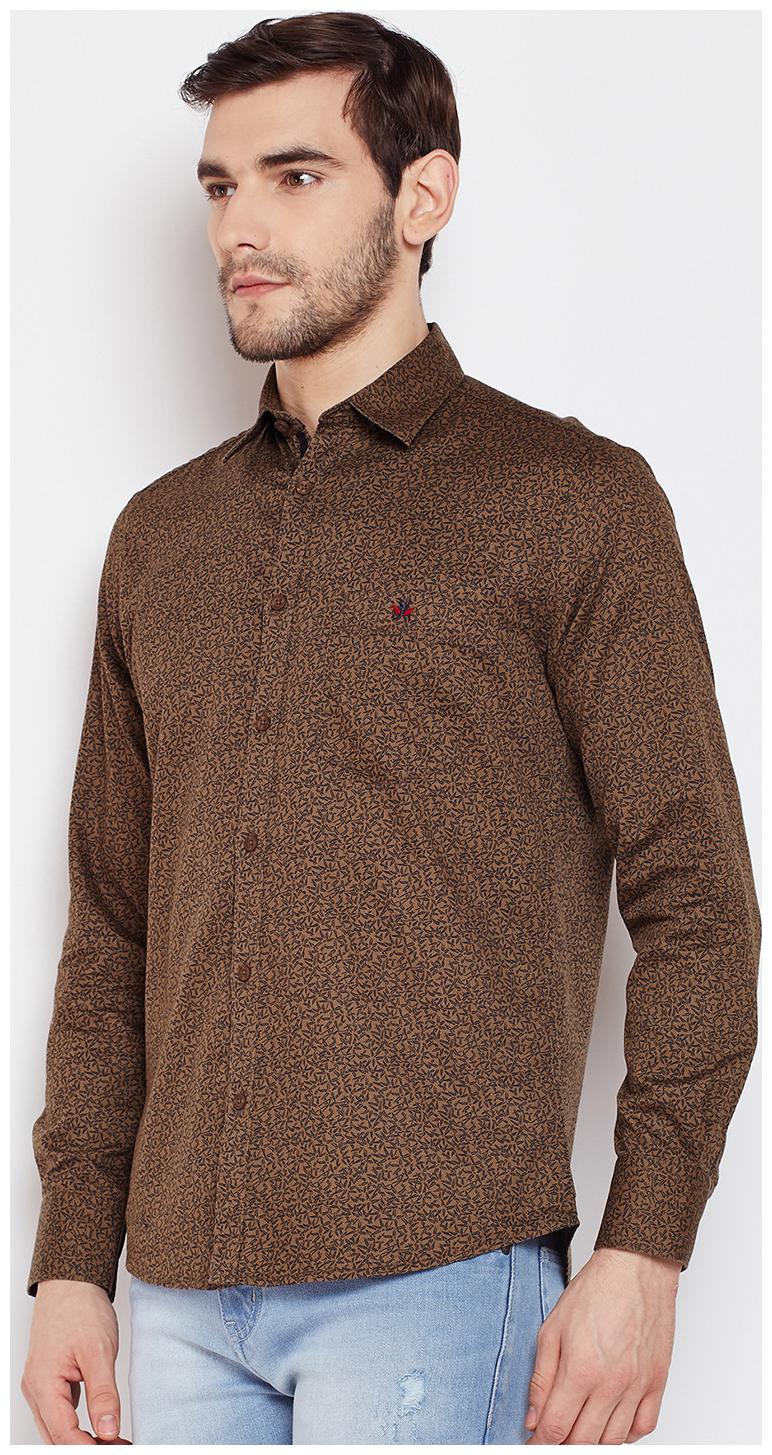 

Crimsoune Club Men Brown Printed Slim Fit Casual Shirt