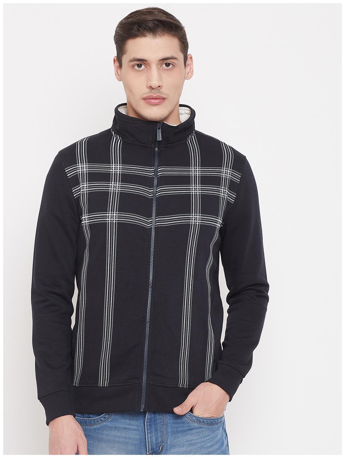 

Crimsoune Club Men Navy Blue Poly Cotton Checked Sweatshirt