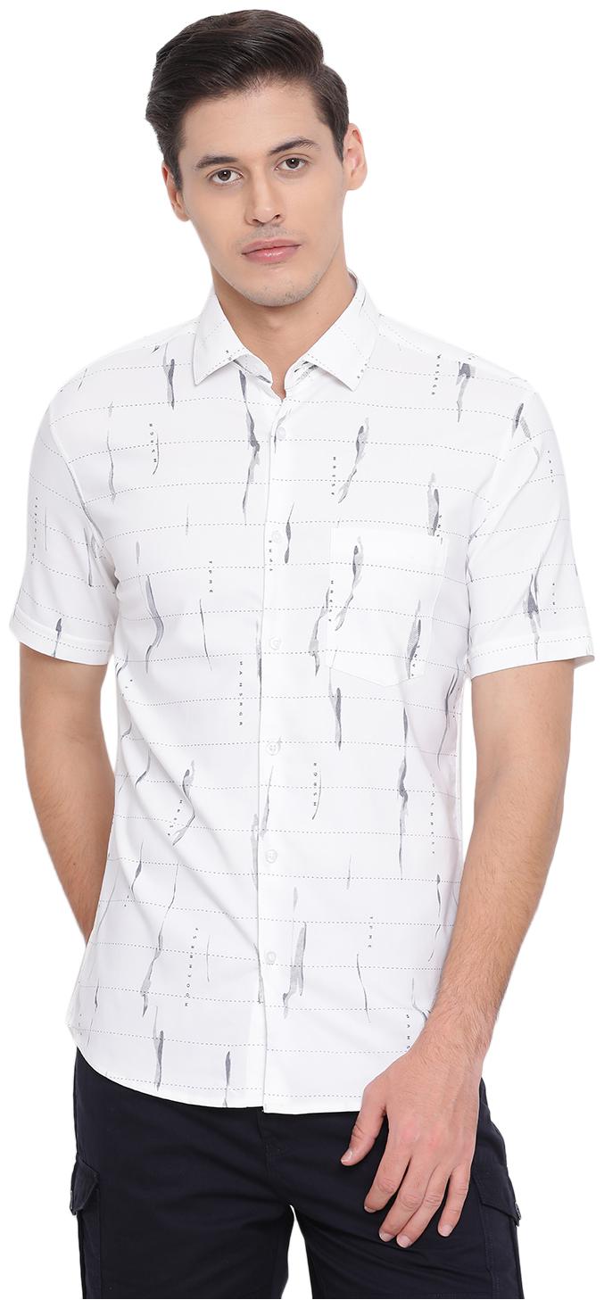

Crimsoune Club Men White Printed Slim Fit Casual Shirt
