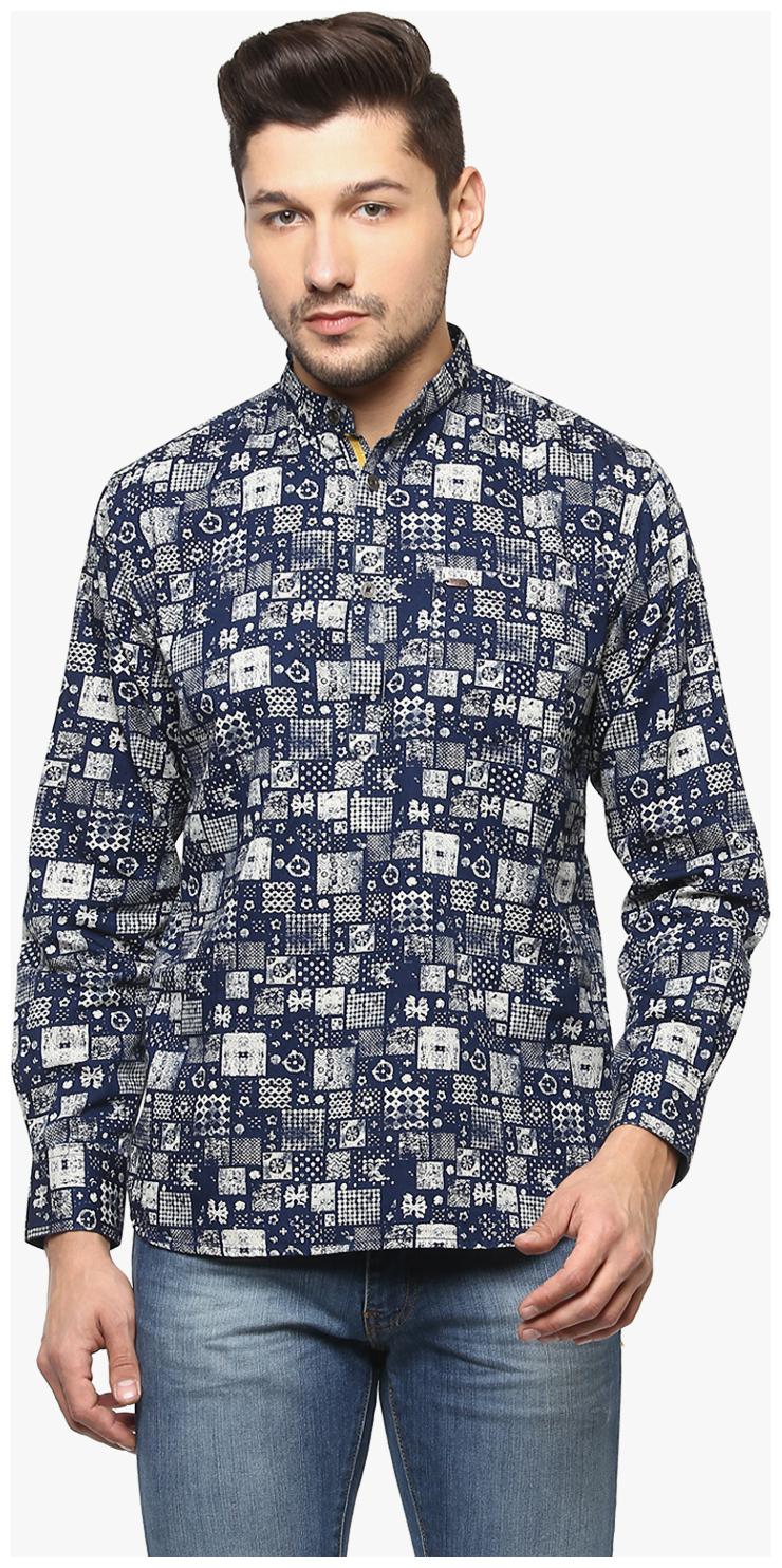 

Crimsoune Club Men Grey Geometric Slim Fit Casual Shirt