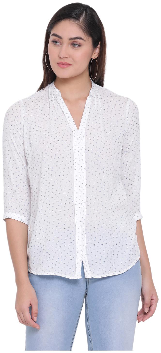 

Crimsoune Club Women White Printed Slim Fit Shirt