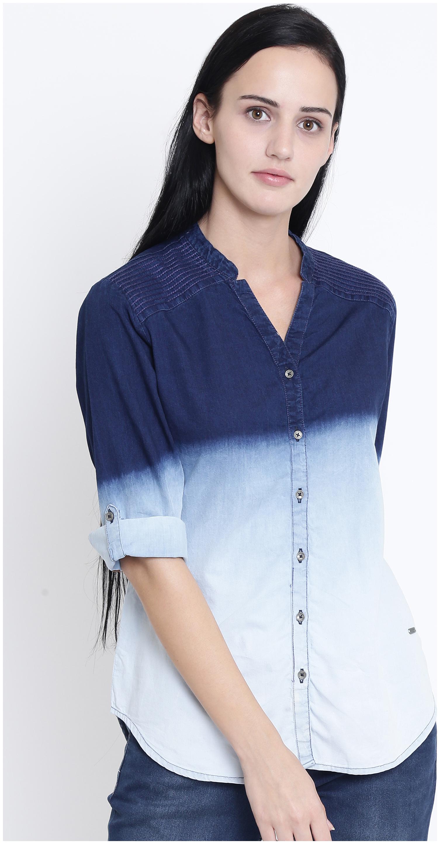 

Crimsoune Club Women Blue Solid Slim Fit Shirt