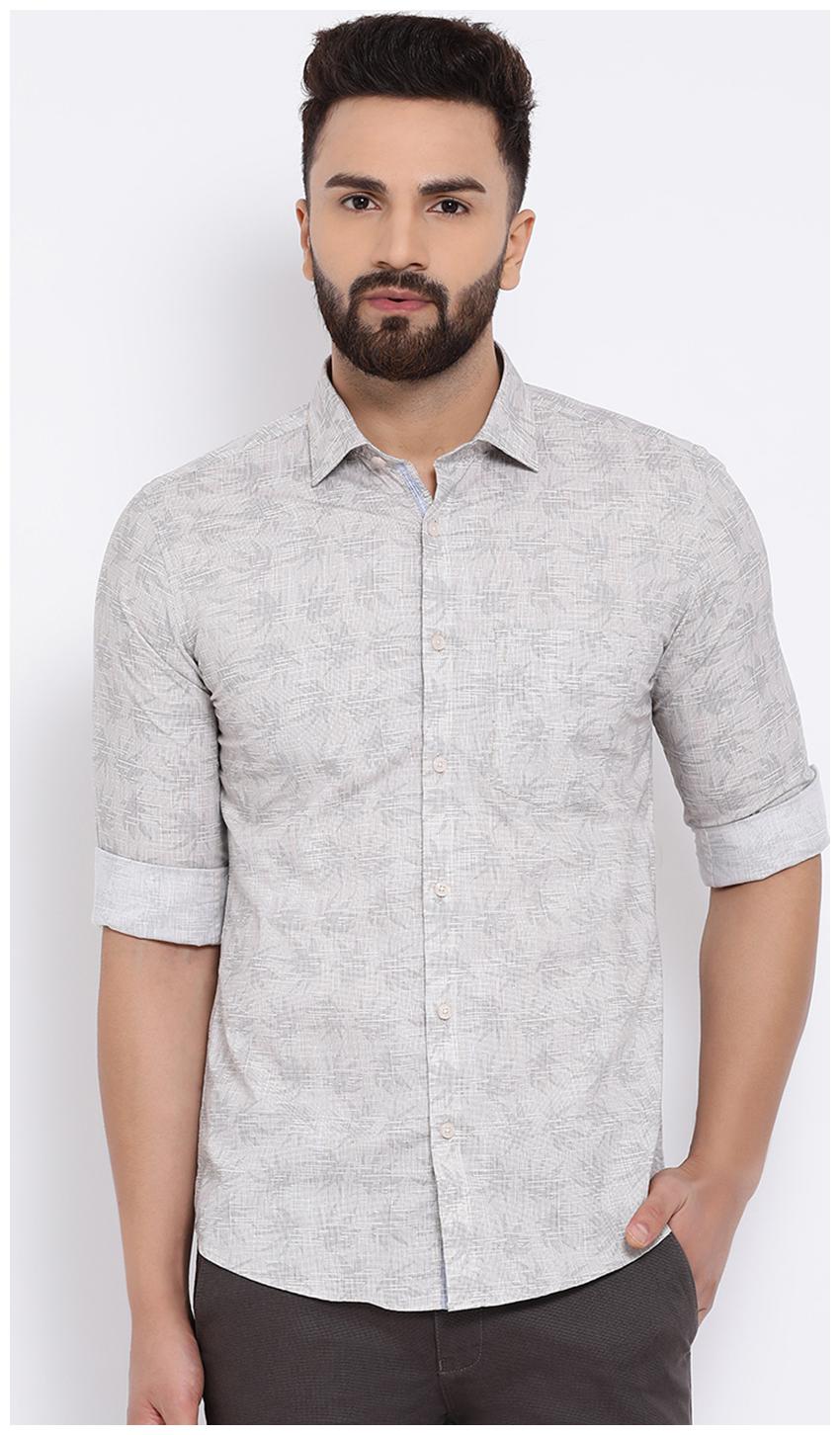

Crimsoune Club Men Grey Printed Slim Fit Casual Shirt