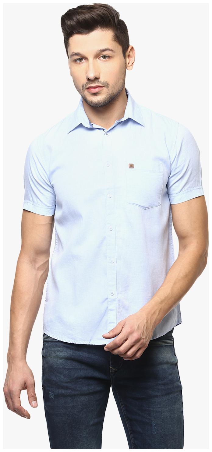 

Crimsoune Club Men Blue Solid Slim Fit Casual Shirt