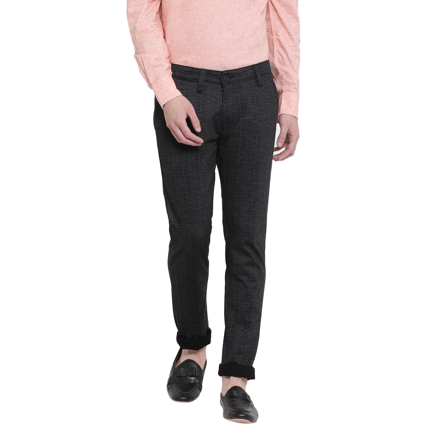 

Crimsoune Club Men Black Checked Slim fit Travel friendly Chinos