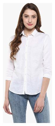 

Crimsoune Club Women White Dyed Slim Fit Shirt