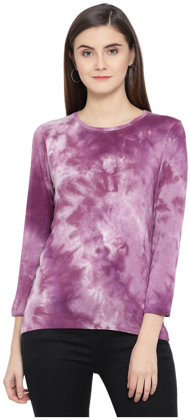 

Crimsoune Club Women Purple Slim fit Round neck Viscose rayon T shirt