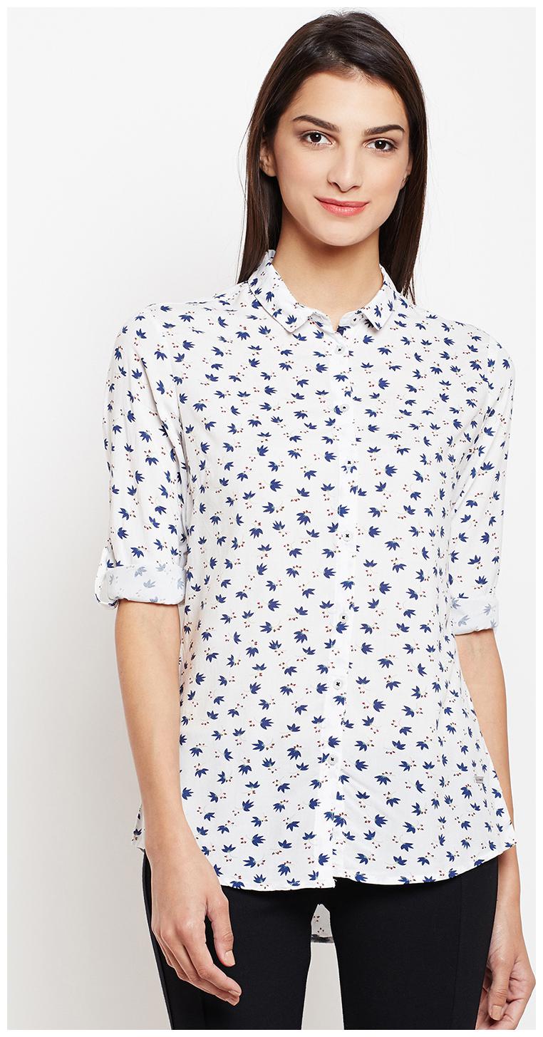 

Crimsoune Club Women White Printed Slim Fit Shirt