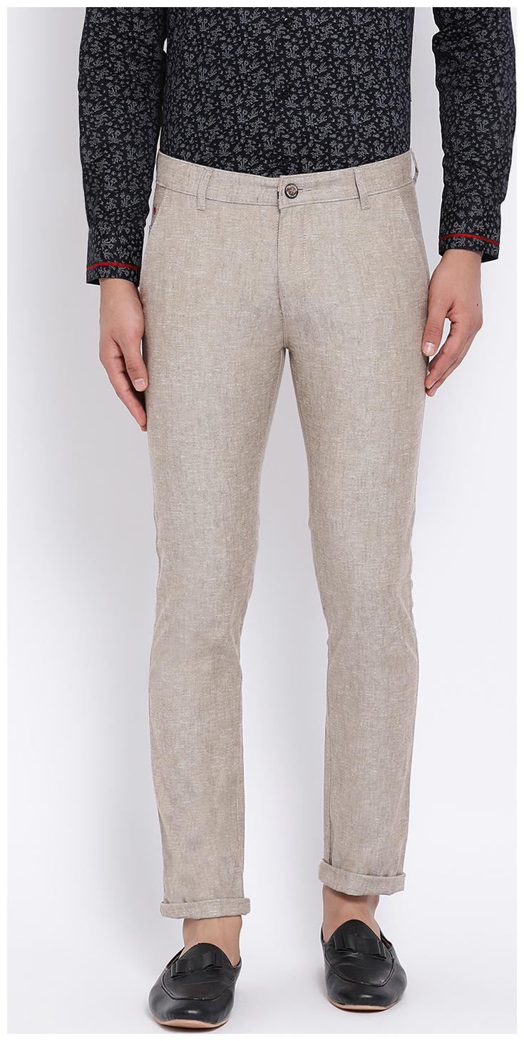 

Crimsoune Club Men Grey Textured Slim fit Wrinkle free Regular trousers