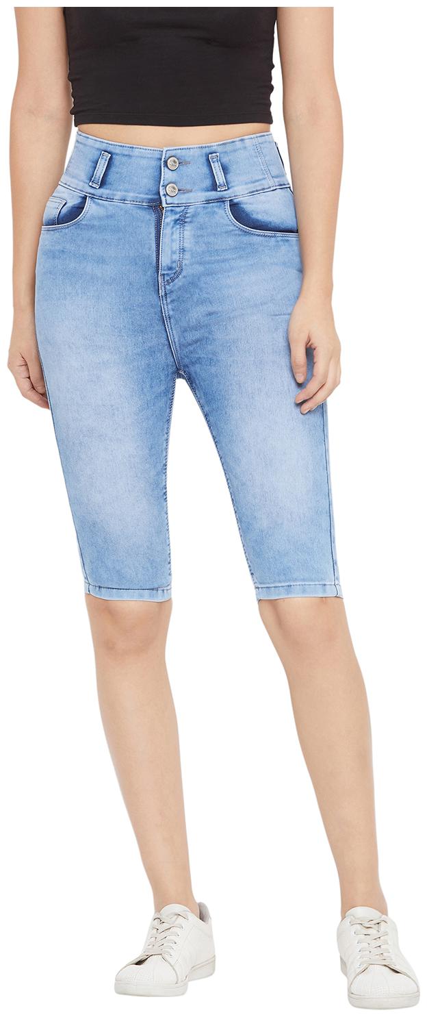 

Crimsoune Club Women Solid Denim shorts - Blue