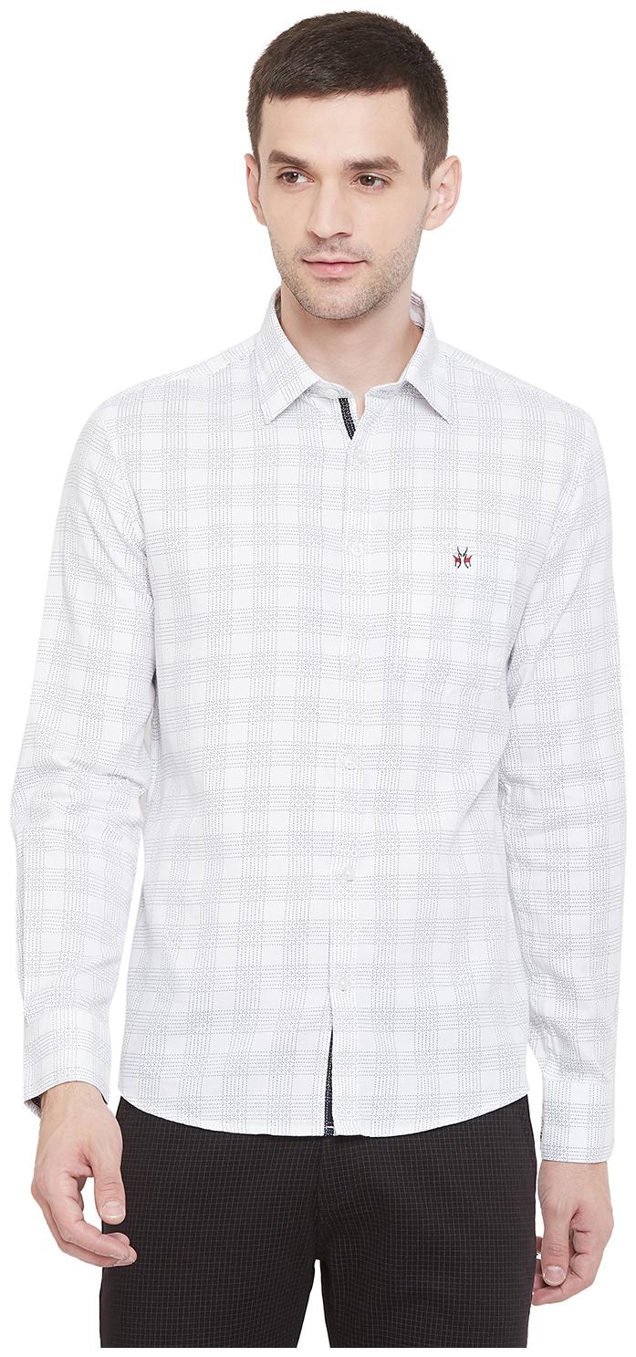 

Crimsoune Club Men White Checked Slim Fit Casual Shirt