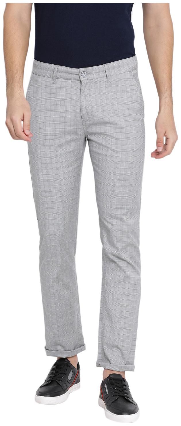 

Crimsoune Club Men Grey Checked Slim fit Travel friendly Regular trousers