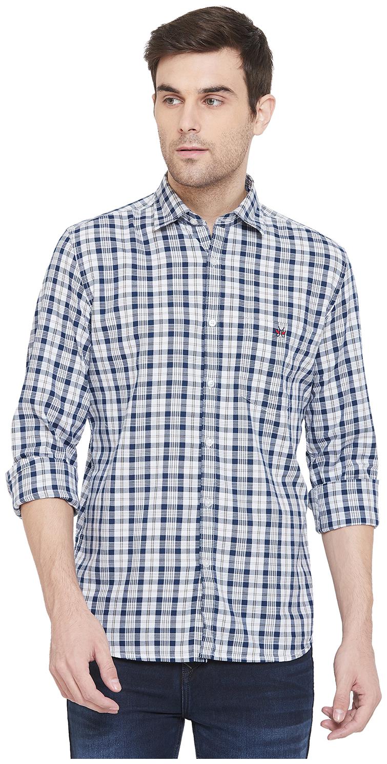 

Crimsoune Club Men Blue Checked Slim Fit Casual Shirt