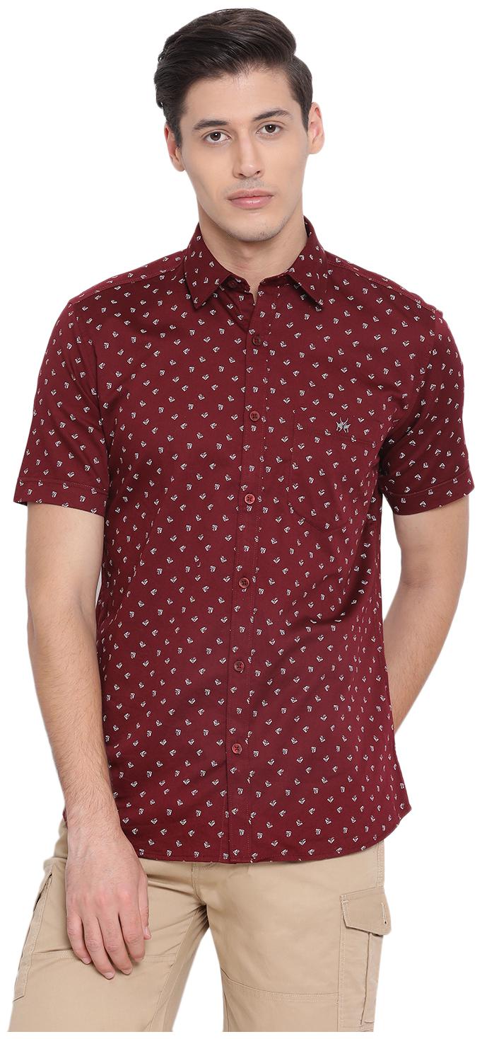

Crimsoune Club Men Maroon Printed Slim Fit Casual Shirt