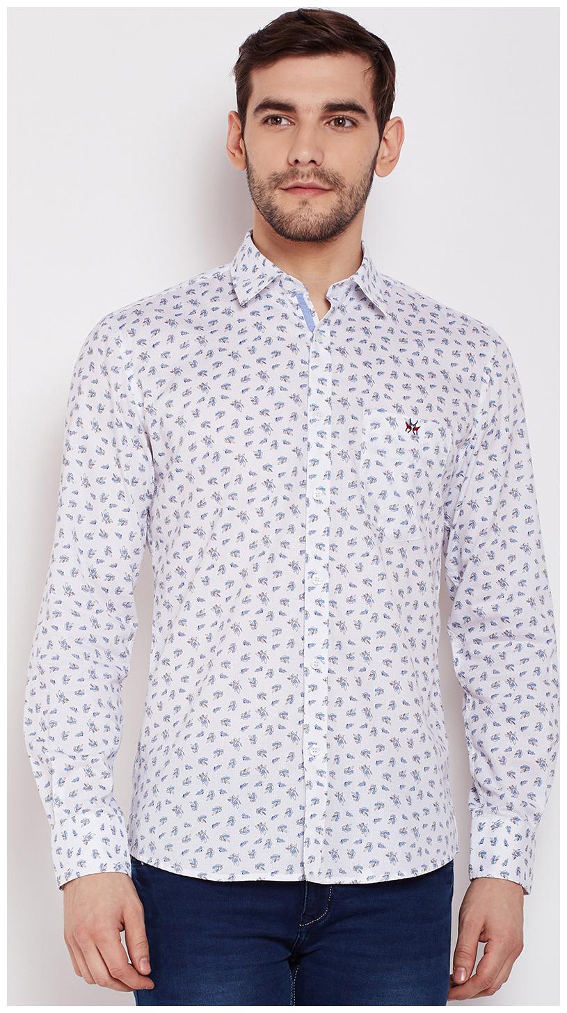 

Crimsoune Club Men White Printed Slim Fit Casual Shirt