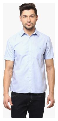 

Crimsoune Club Men Blue Faded Slim Fit Casual Shirt