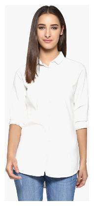 

Crimsoune Club Women White Solid Slim Fit Shirt