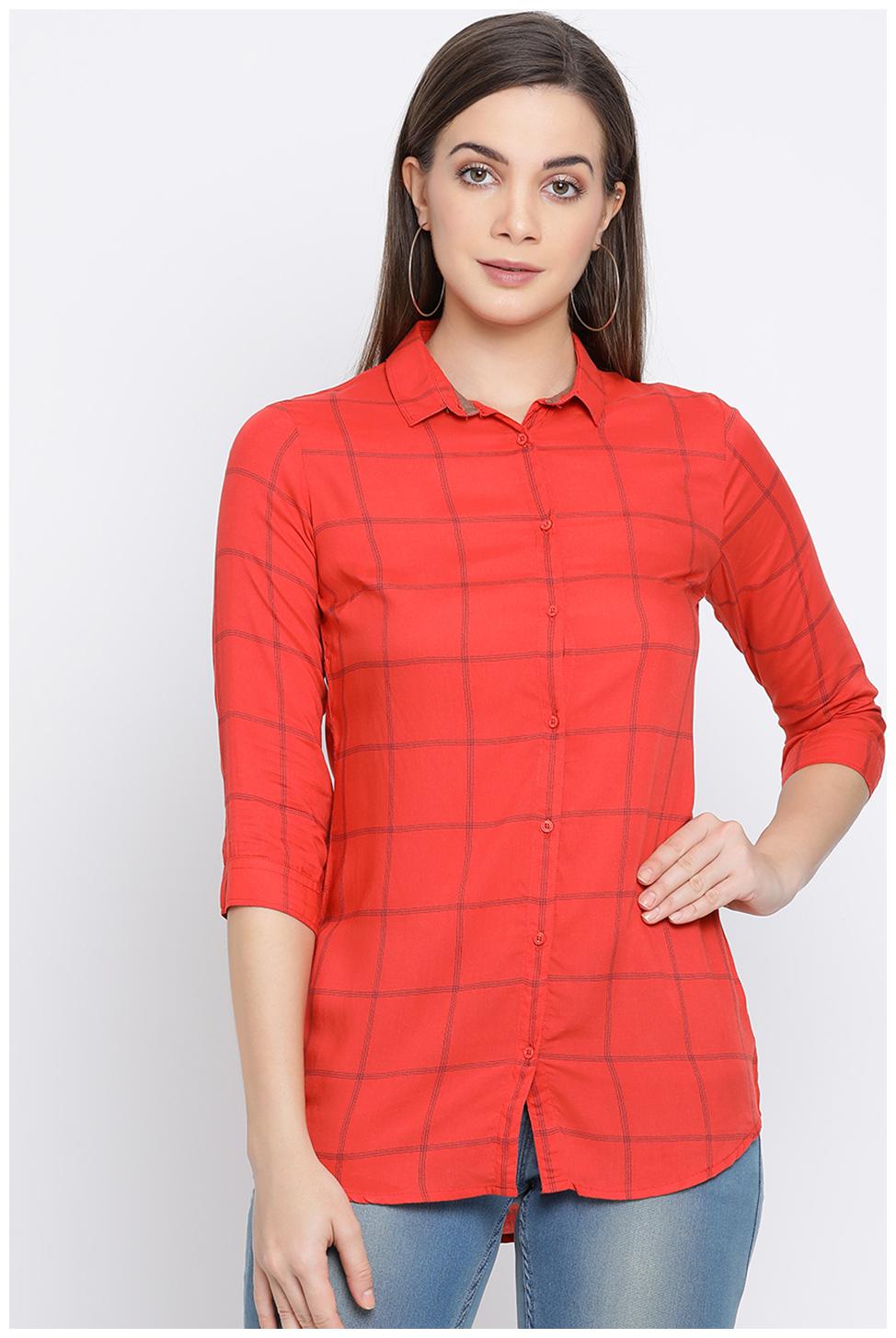 

Crimsoune Club Women Orange Printed Slim Fit Shirt