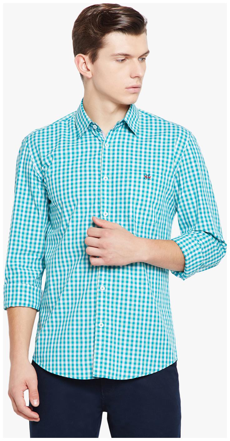 

Crimsoune Club Men Blue Checked Slim Fit Casual Shirt