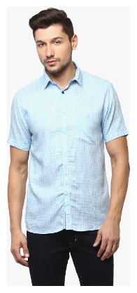 

Crimsoune Club Men Blue Checked Slim Fit Casual Shirt