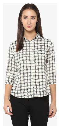 

Crimsoune Club Women White Checked Regular Fit Shirt