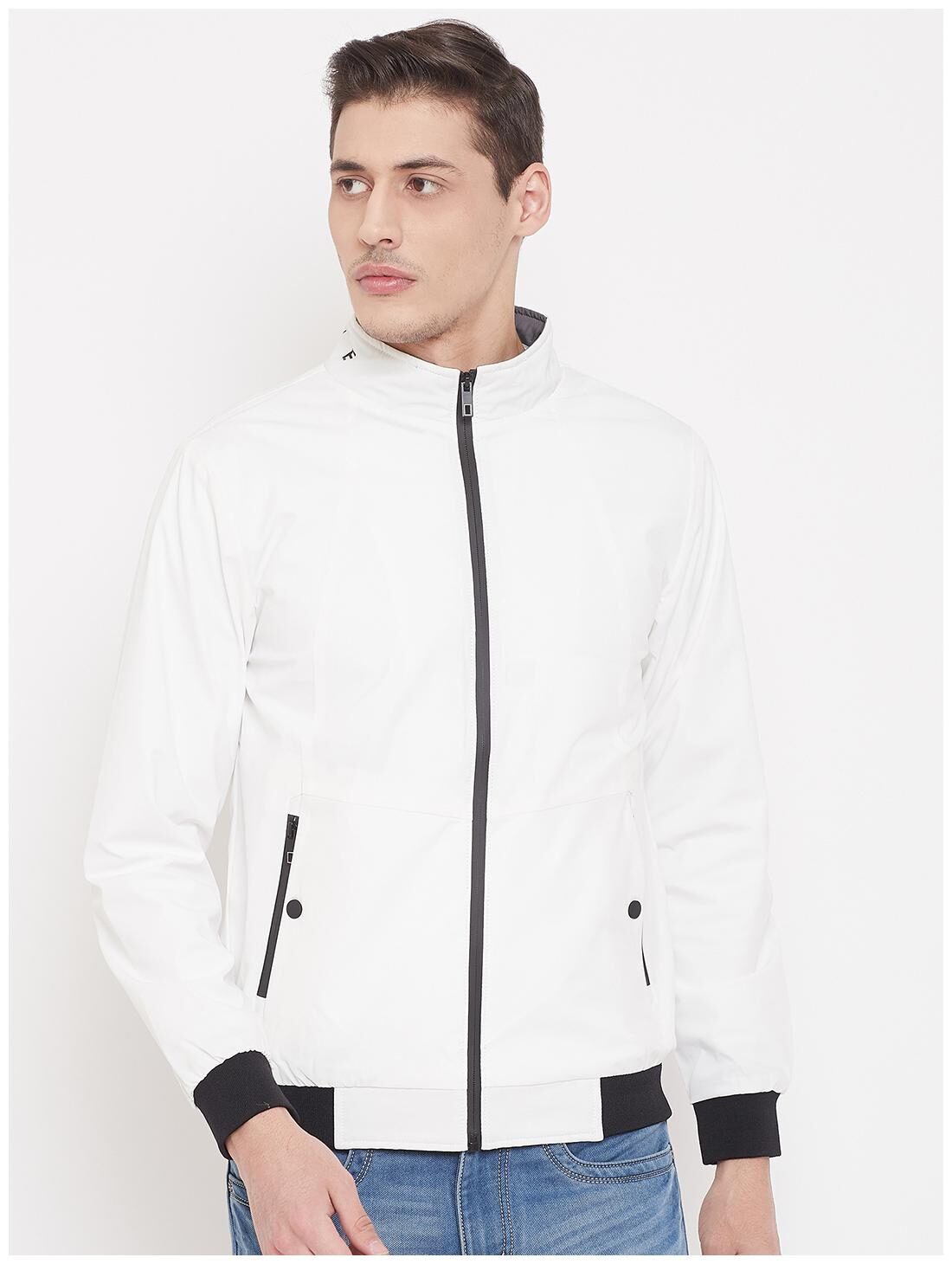 

Crimsoune Club Men White Solid Bomber jacket