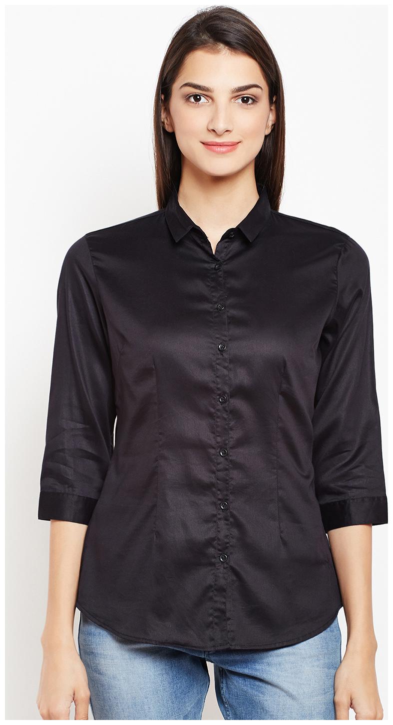 

Crimsoune Club Women Black Solid Slim Fit Shirt
