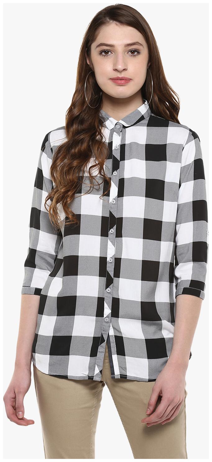 

Crimsoune Club Women Grey Checked Regular Fit Shirt