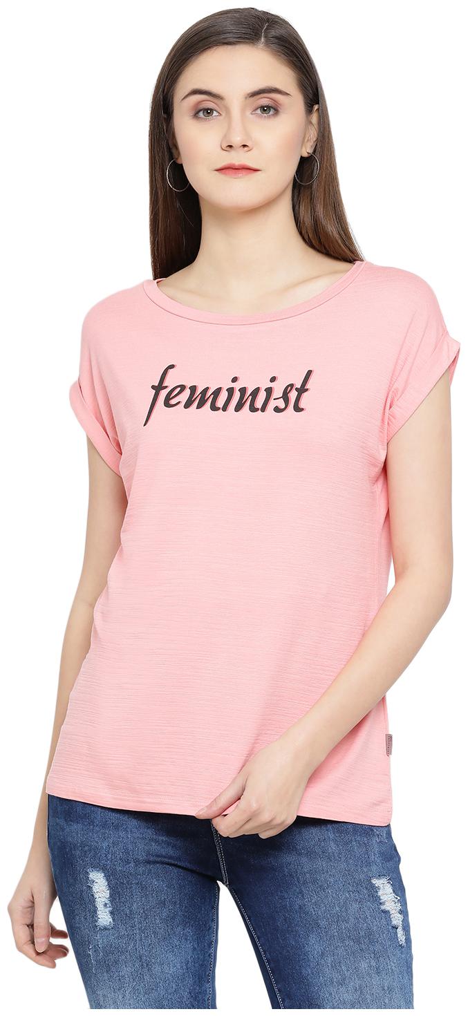

Crimsoune Club Women Pink Slim fit Round neck Viscose rayon T shirt