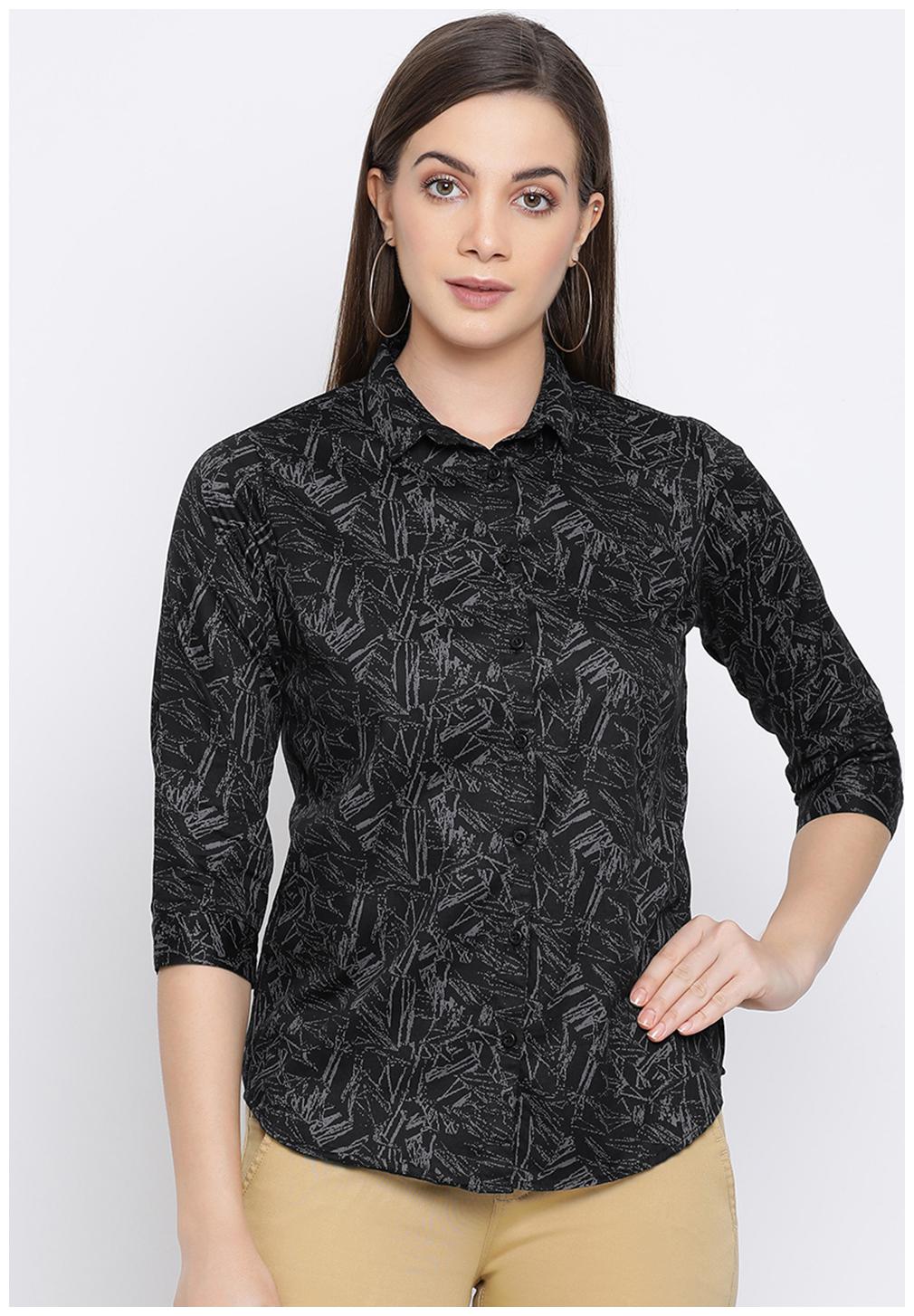 

Crimsoune Club Women Black Printed Slim Fit Shirt