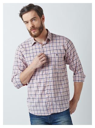 

Crimsoune Club Men Pink Checked Slim Fit Casual Shirt