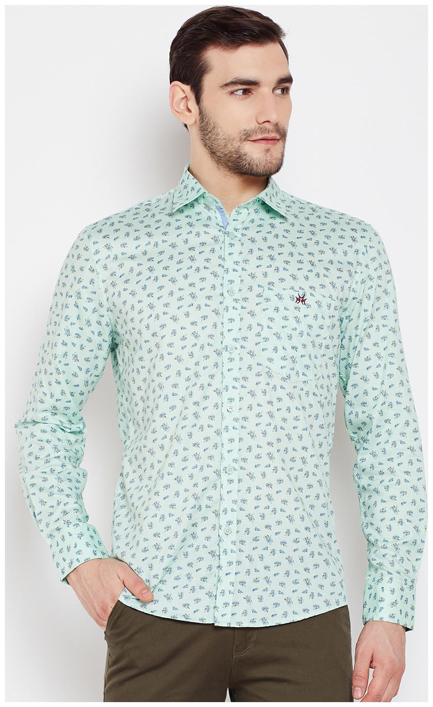 

Crimsoune Club Men Green Printed Slim Fit Casual Shirt