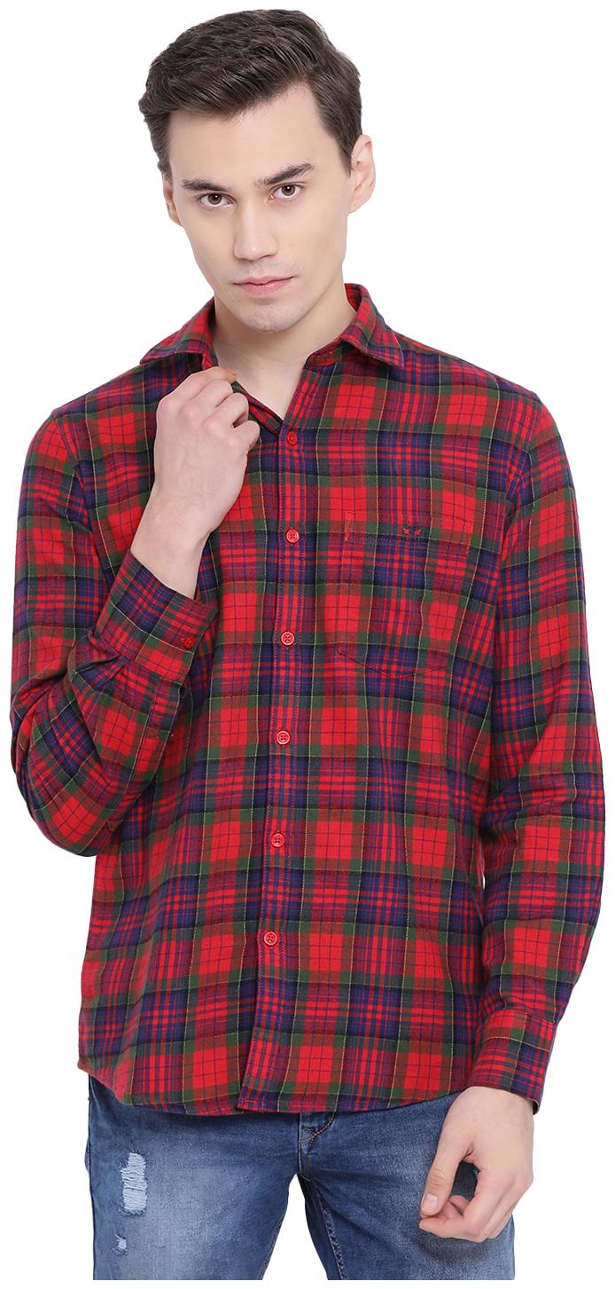 

Crimsoune Club Men Red Checked Slim Fit Casual Shirt