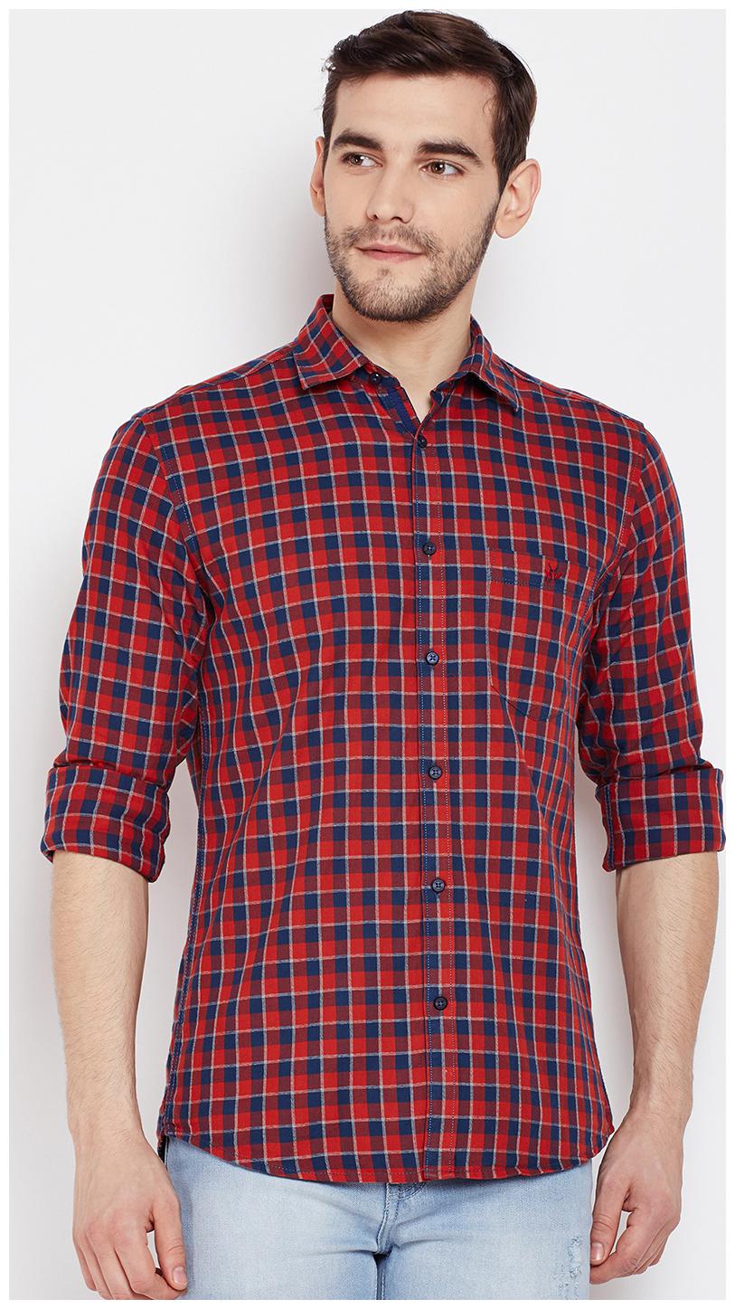 

Crimsoune Club Men Red Checked Slim Fit Casual Shirt