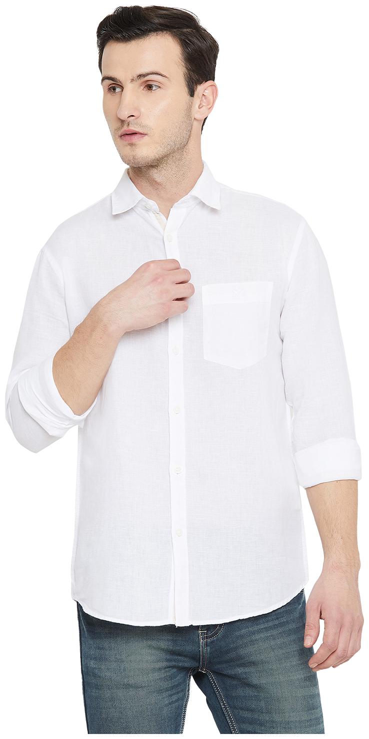 

Crimsoune Club Men White Solid Slim Fit Casual Shirt