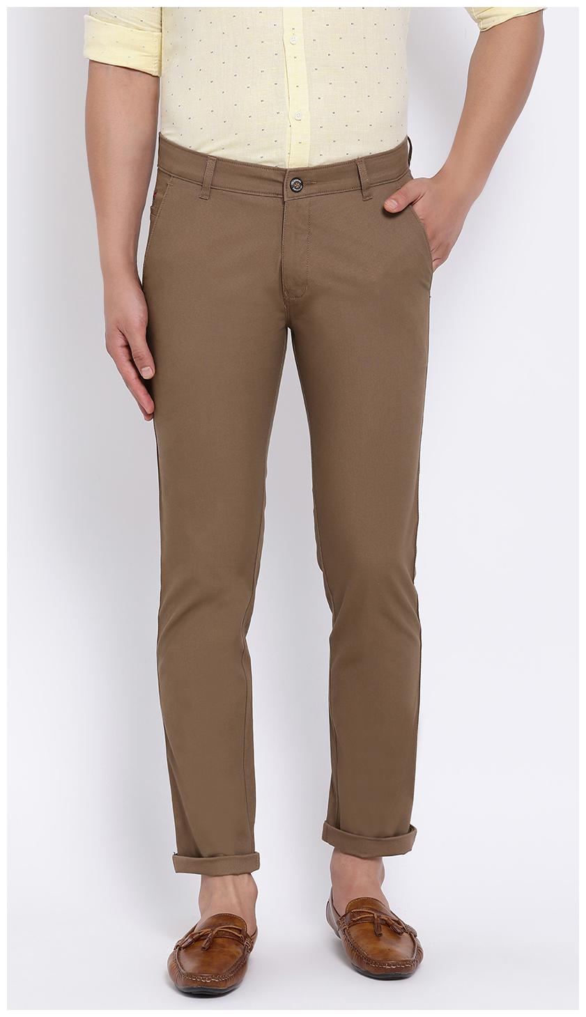 

Crimsoune Club Men Beige Textured Slim fit Wrinkle free Regular trousers